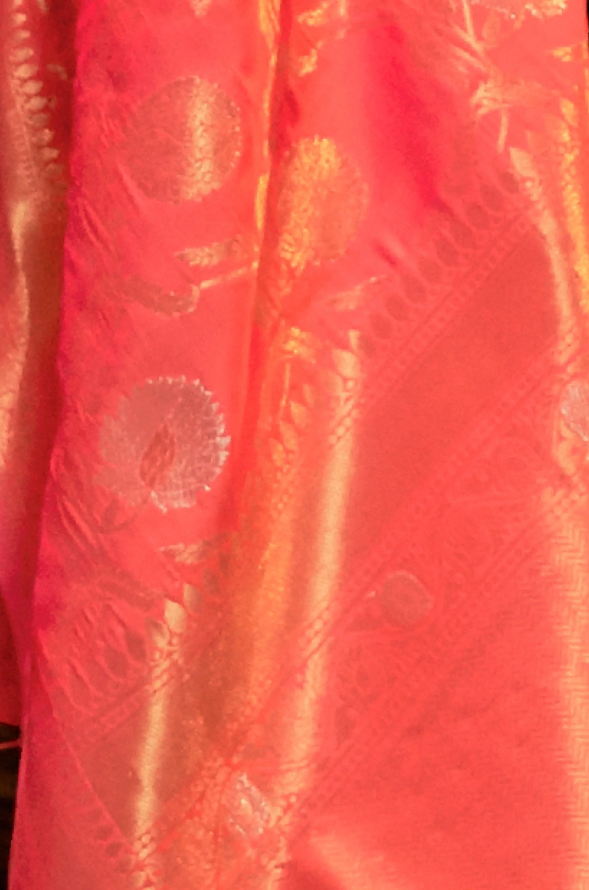 Peach Pink Woven Banarasi Silk Saree - Image 2