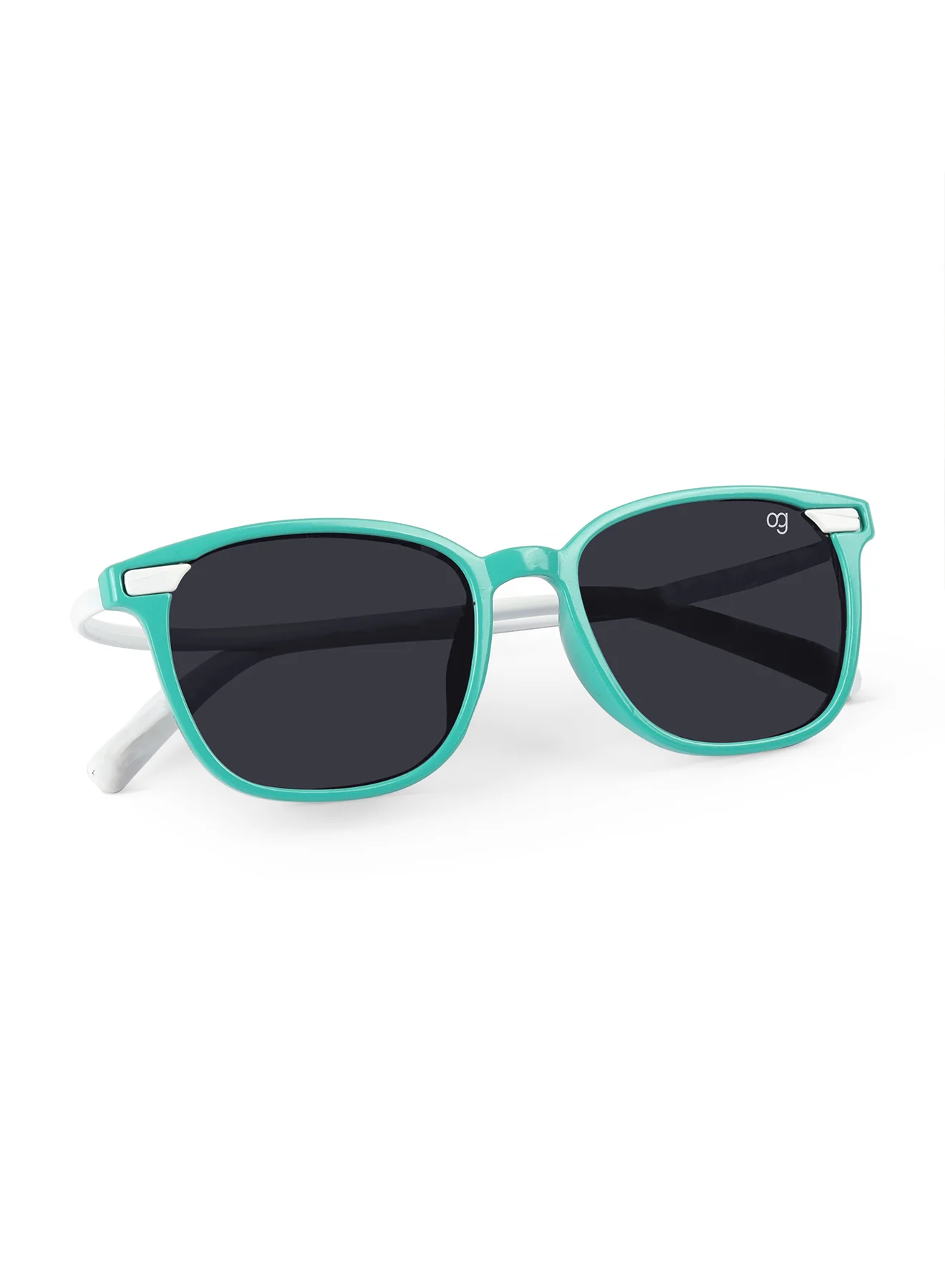 Peach Pop Green & White Square Kids Sunglasses - Image 7