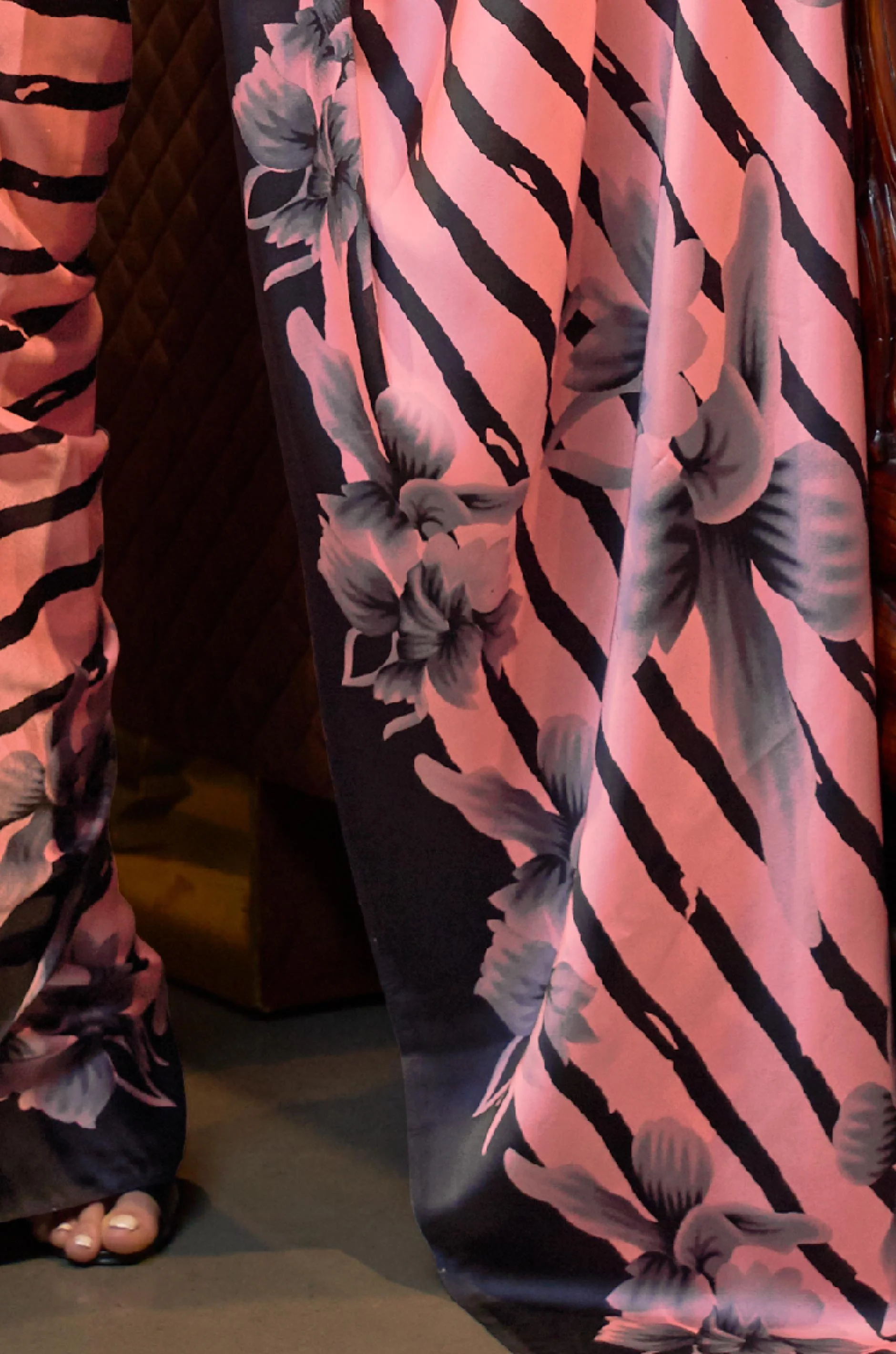Peach Satin Crepe Saree - Image 2