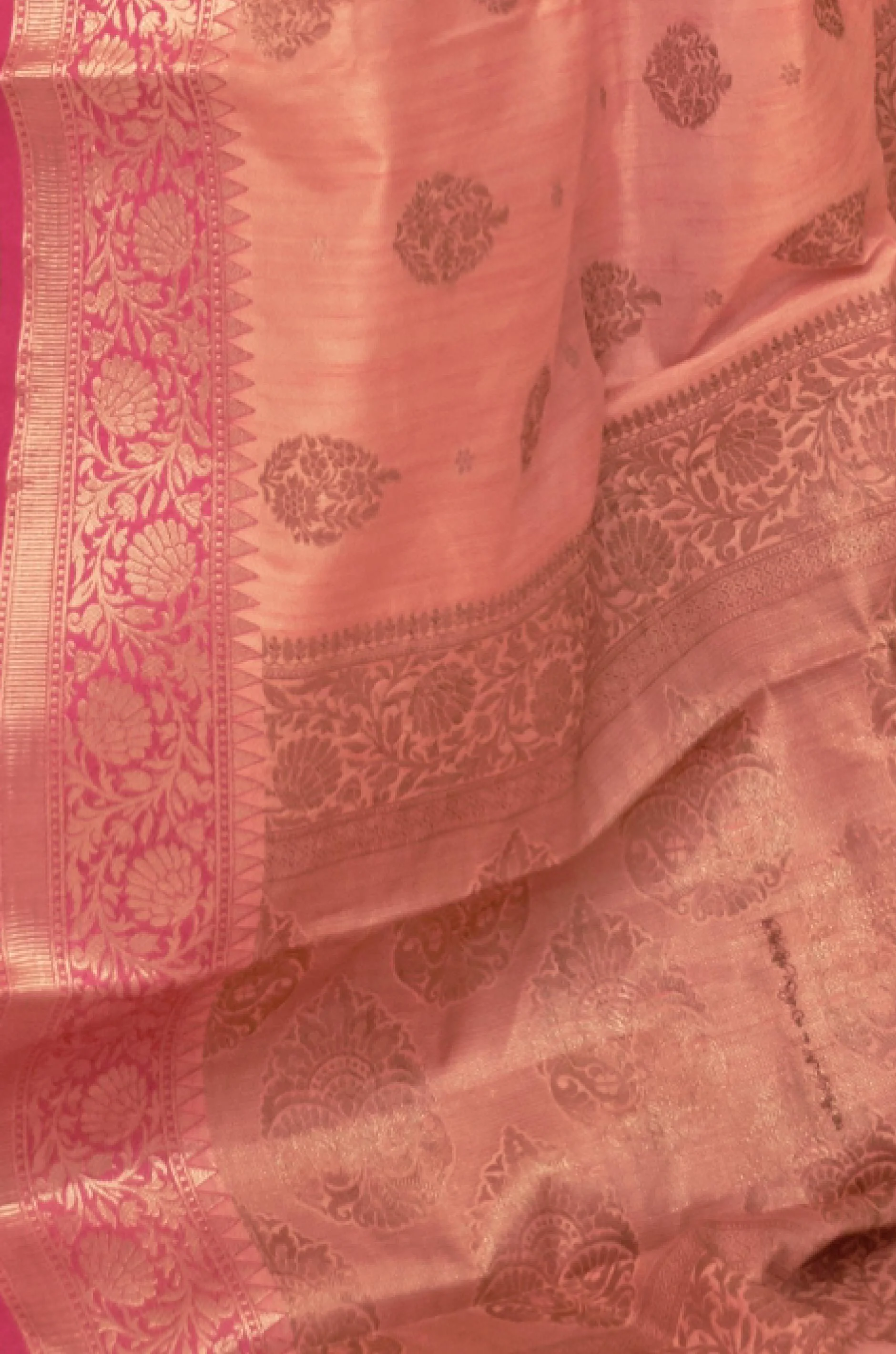 Peach Woven Tussar Silk Saree - Image 2