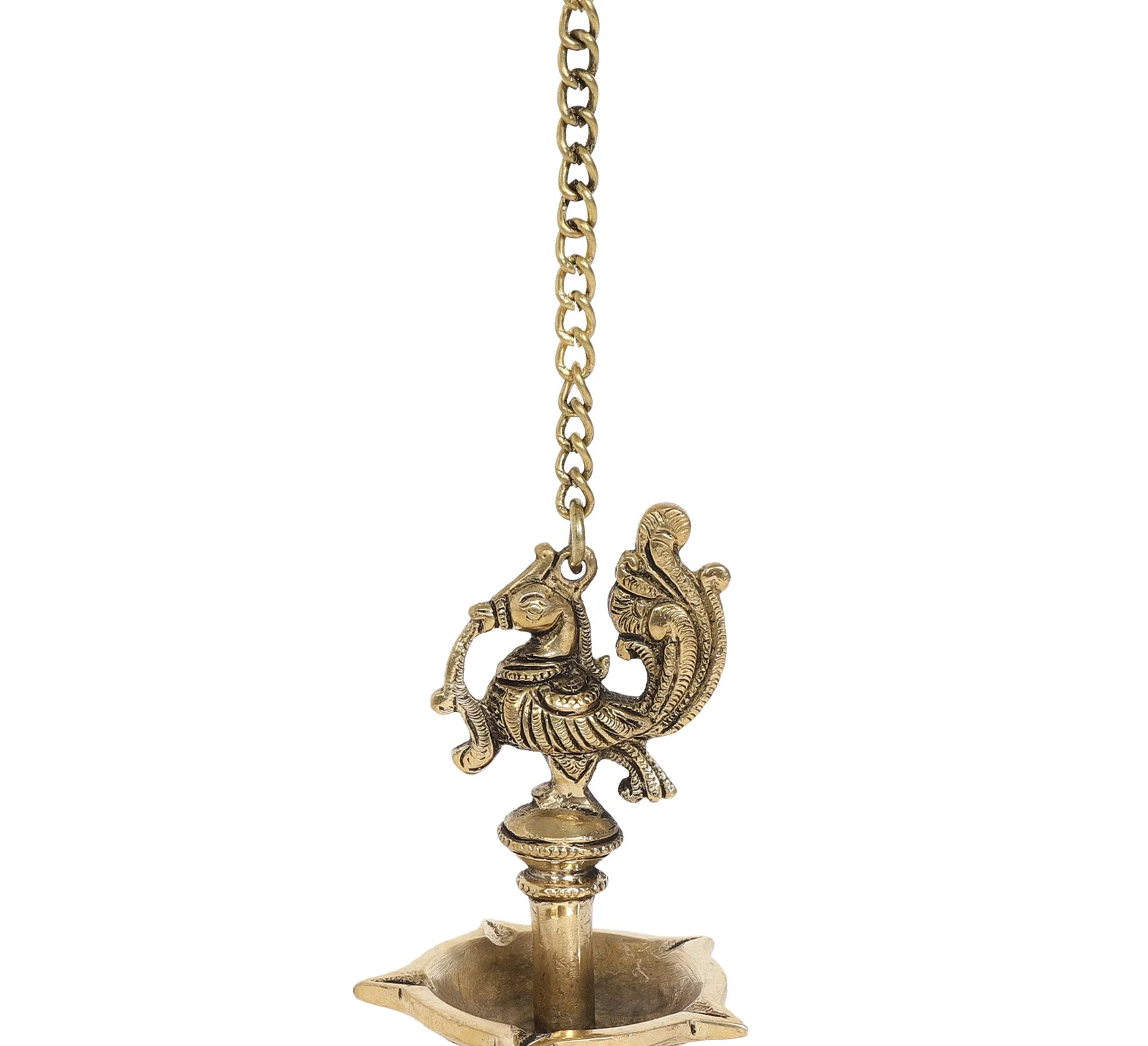 Peacock Hanging Brass Diya | 100% Pure Brass | Antique Finish - Image 8