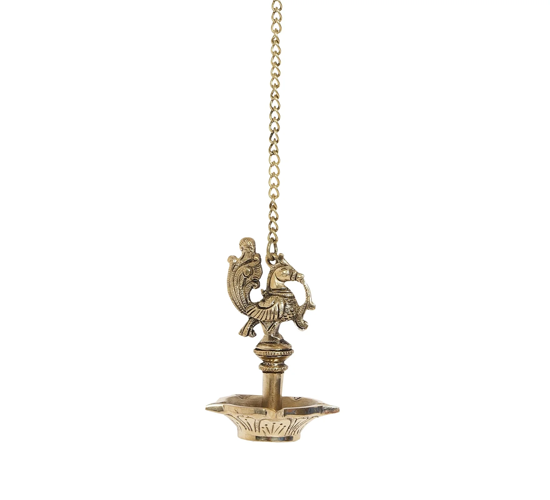 Peacock Hanging Brass Diya | 100% Pure Brass | Antique Finish - Image 9