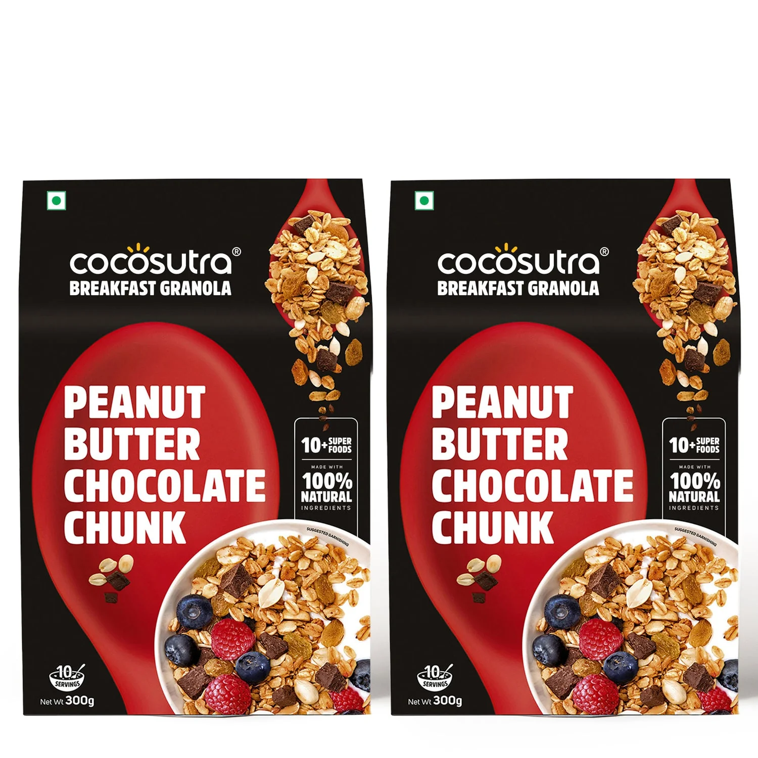 Peanut Butter Chocolate Chunk Breakfast Granola | Box of 2 | 300 g each