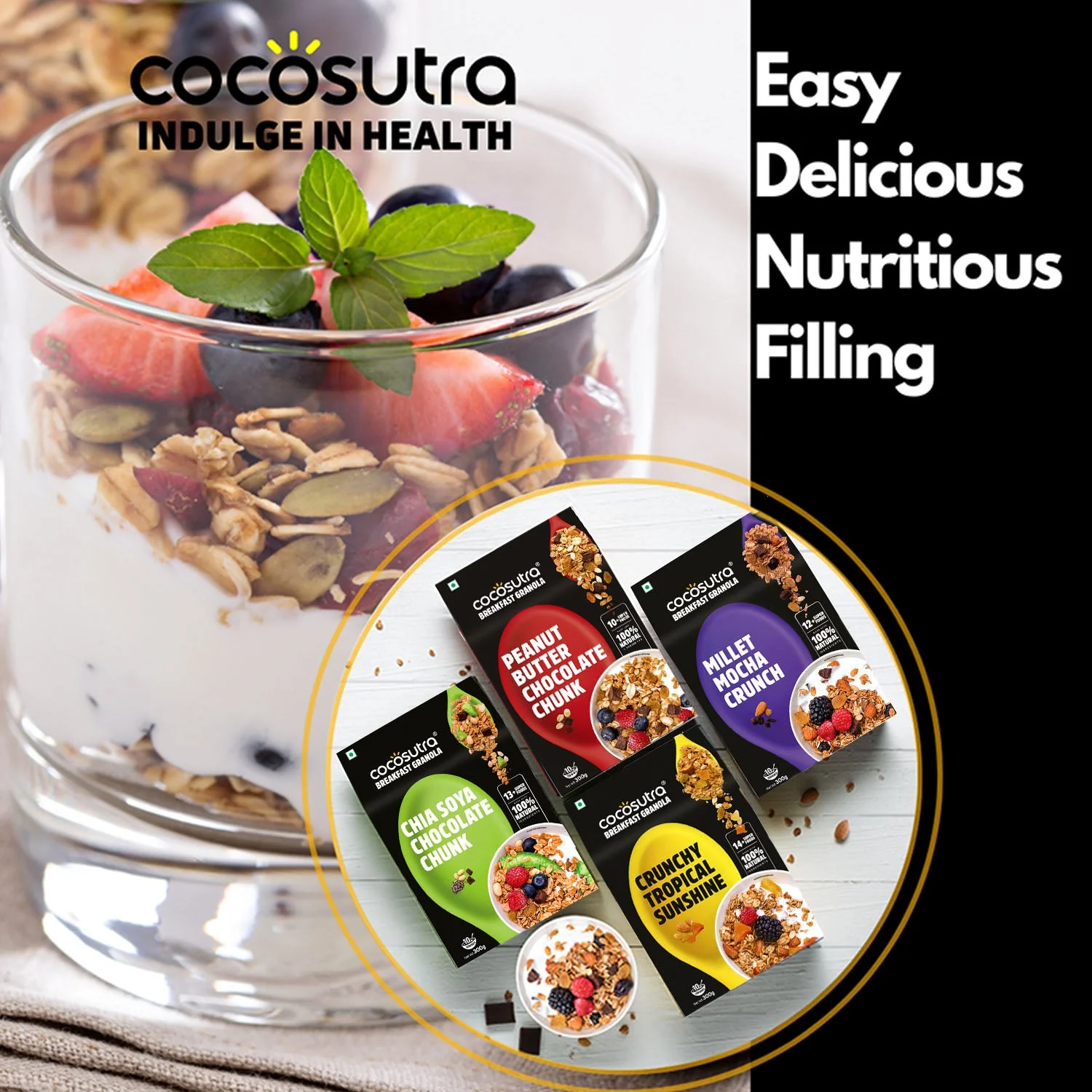 Peanut Butter Chocolate Chunk Breakfast Granola - Oats, Nuts & Seeds Blend | 1 kg - Image 5