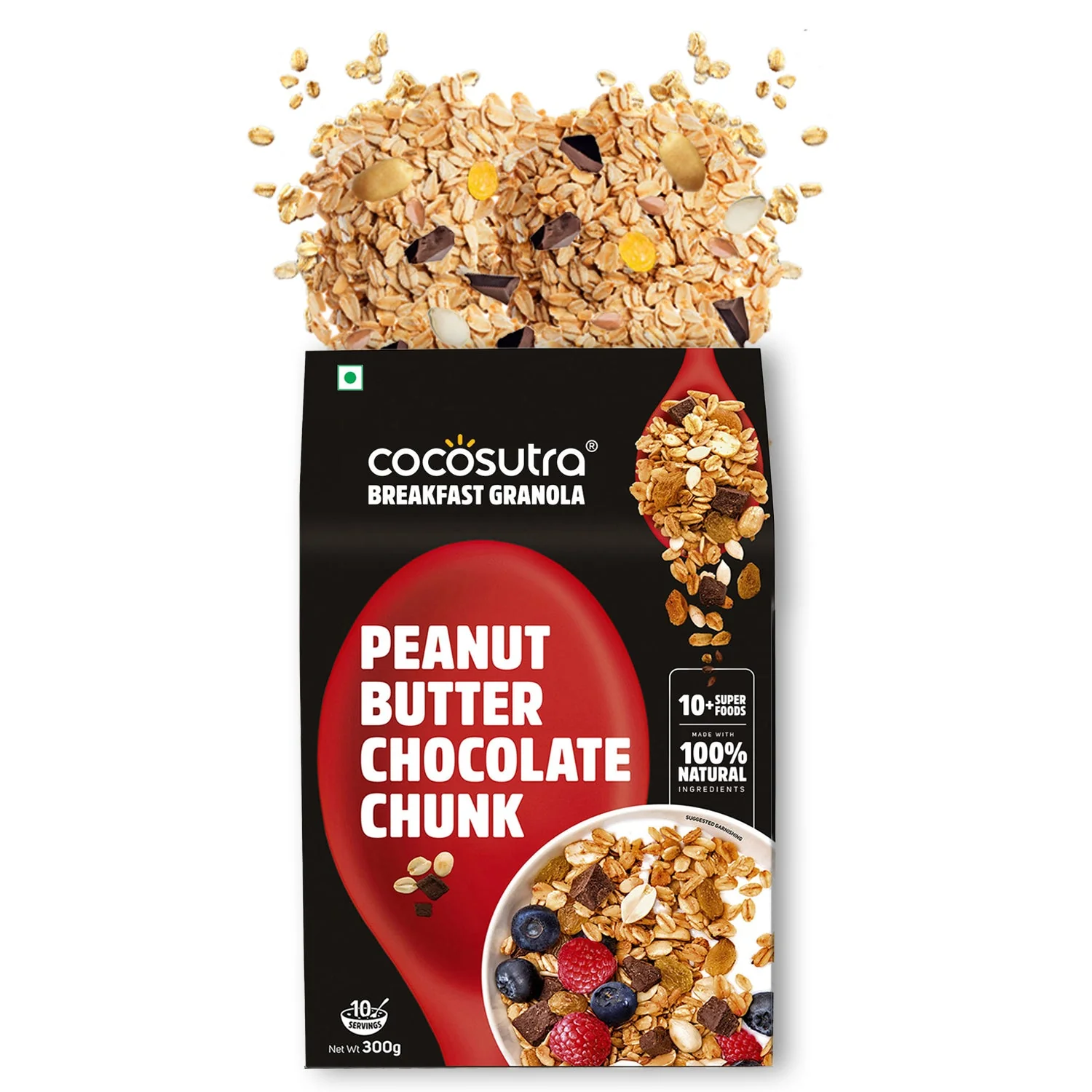 Peanut Butter Chocolate Chunk Breakfast Granola - Oats, Nuts & Seeds Blend | 300 g - Image 8