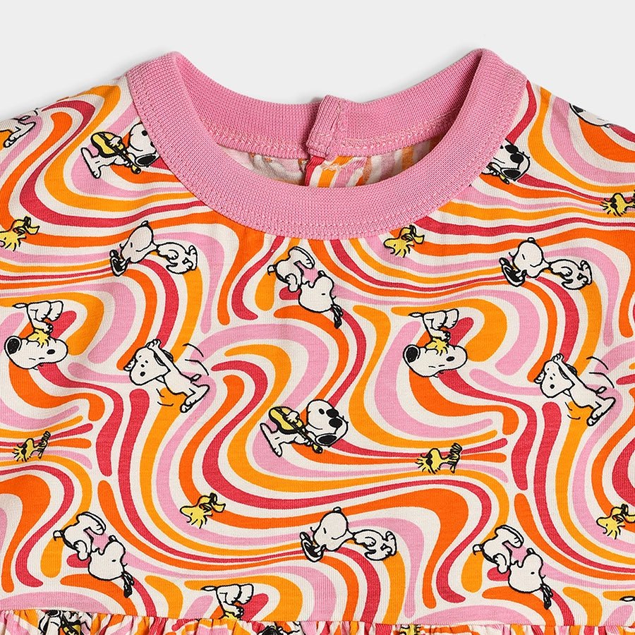 Peanuts™ Candy Pink Printed Cotton Baby Girl Frock Newborn Pack of 2 - Image 10