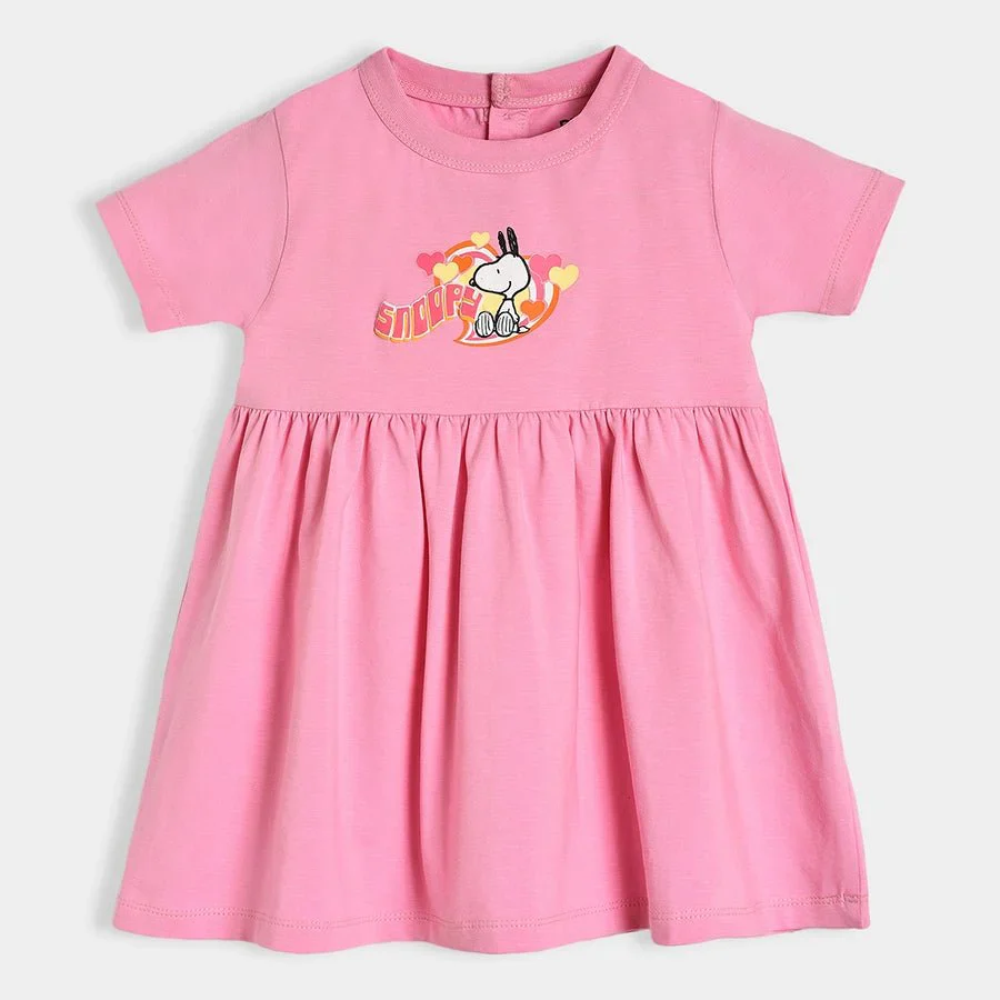 Peanuts™ Candy Pink Printed Cotton Baby Girl Frock Newborn Pack of 2 - Image 4