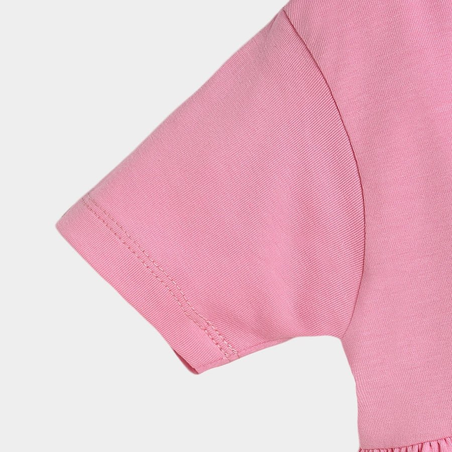 Peanuts™ Candy Pink Printed Cotton Baby Girl Frock Newborn Pack of 2 - Image 7