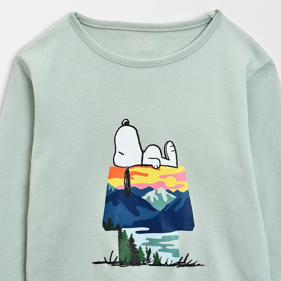 Peanuts™ Knitted Green T-shirt For Girls - Image 4