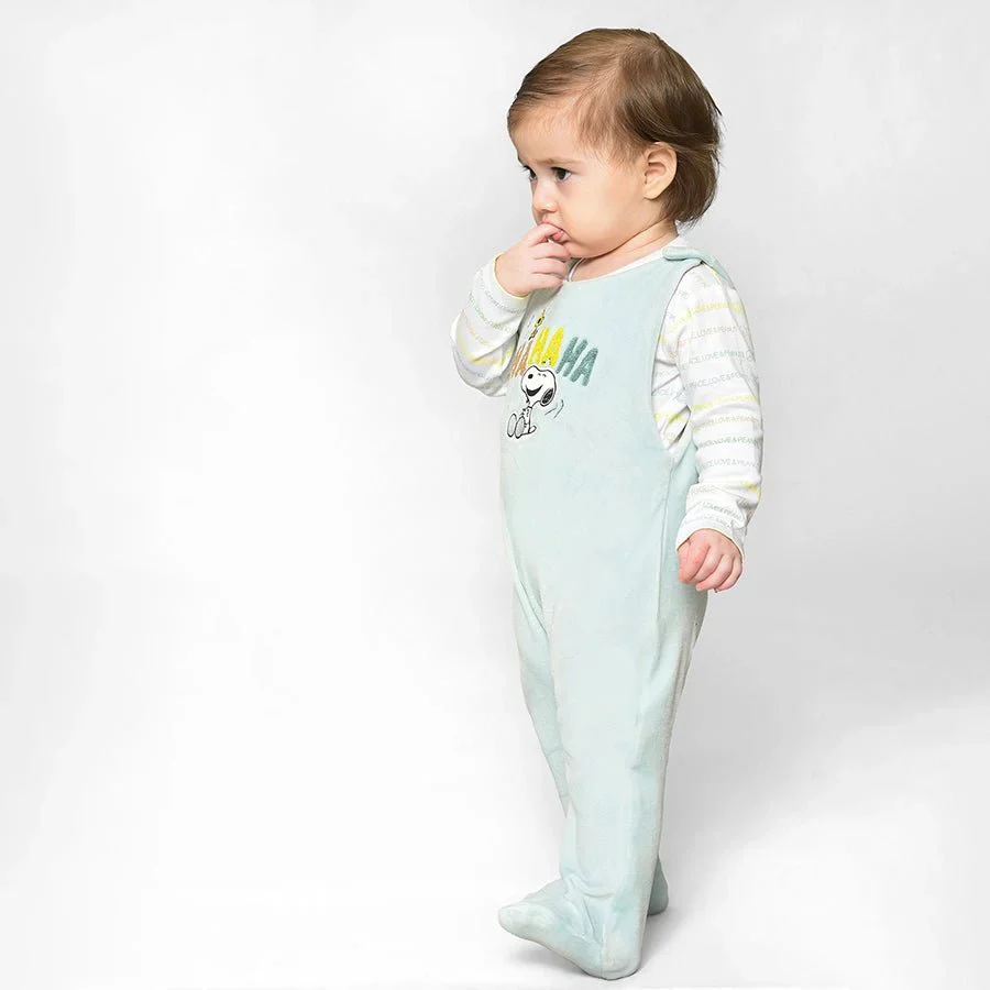 Peanuts™ Knitted Sky Blue Baby Sleep Suit - Image 2