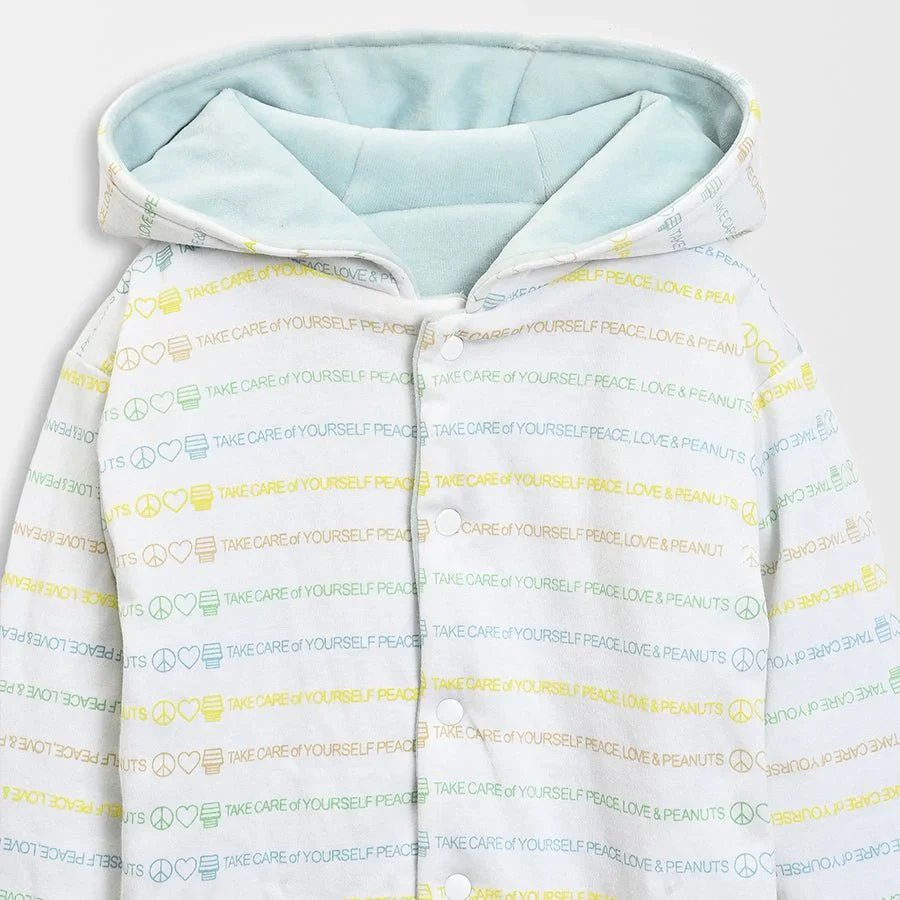 Peanuts™ Printed White Reversible Baby Hooded Jacket - Image 3