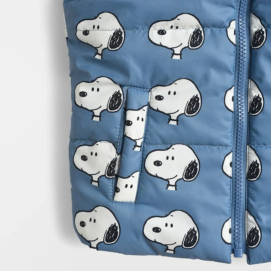 Peanuts™ Sleeveless Printed Baby puffer Jacket Blue - Image 8