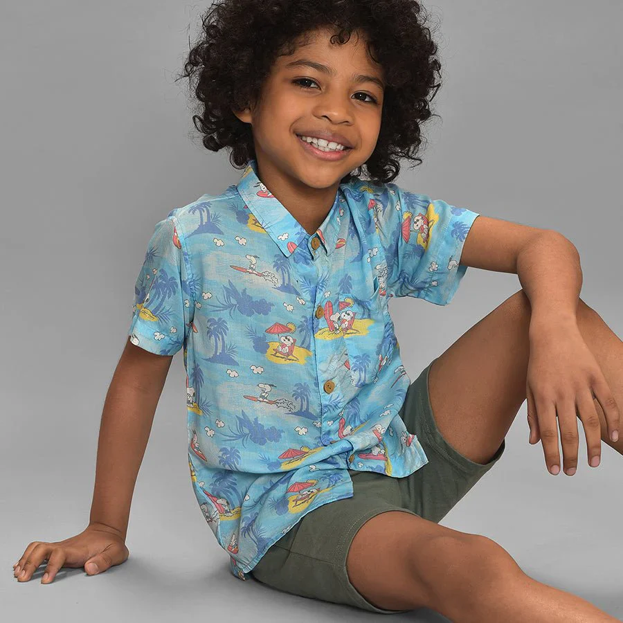 Peanuts™ Snoopy Printed Blue Woven Shirt - Image 2