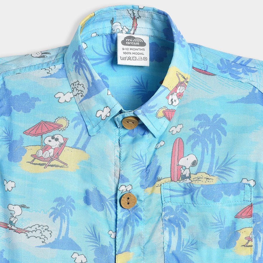 Peanuts™ Snoopy Printed Blue Woven Shirt - Image 6