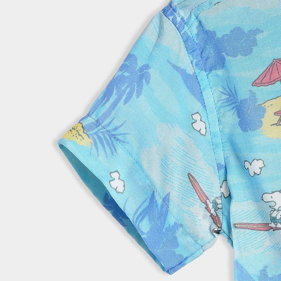Peanuts™ Snoopy Printed Blue Woven Shirt - Image 7