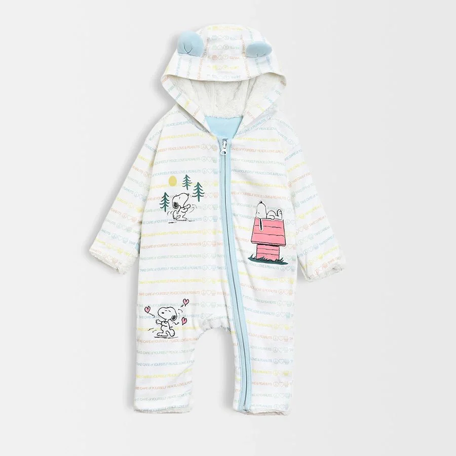 Peanuts™ White Printed Baby Jumpsuit Winter