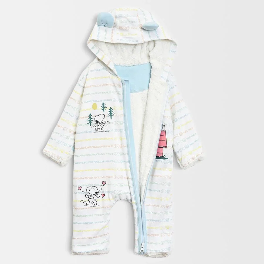 Peanuts™ White Printed Baby Jumpsuit Winter - Image 4