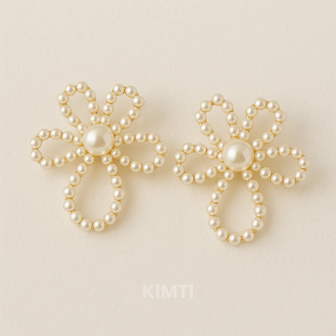 Pearl Blossom Flower Drop Earring