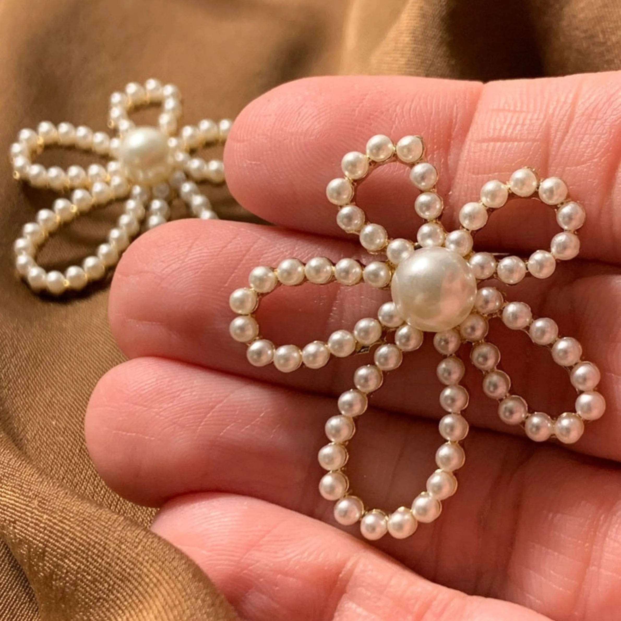Pearl Blossom Flower Drop Earring - Image 4