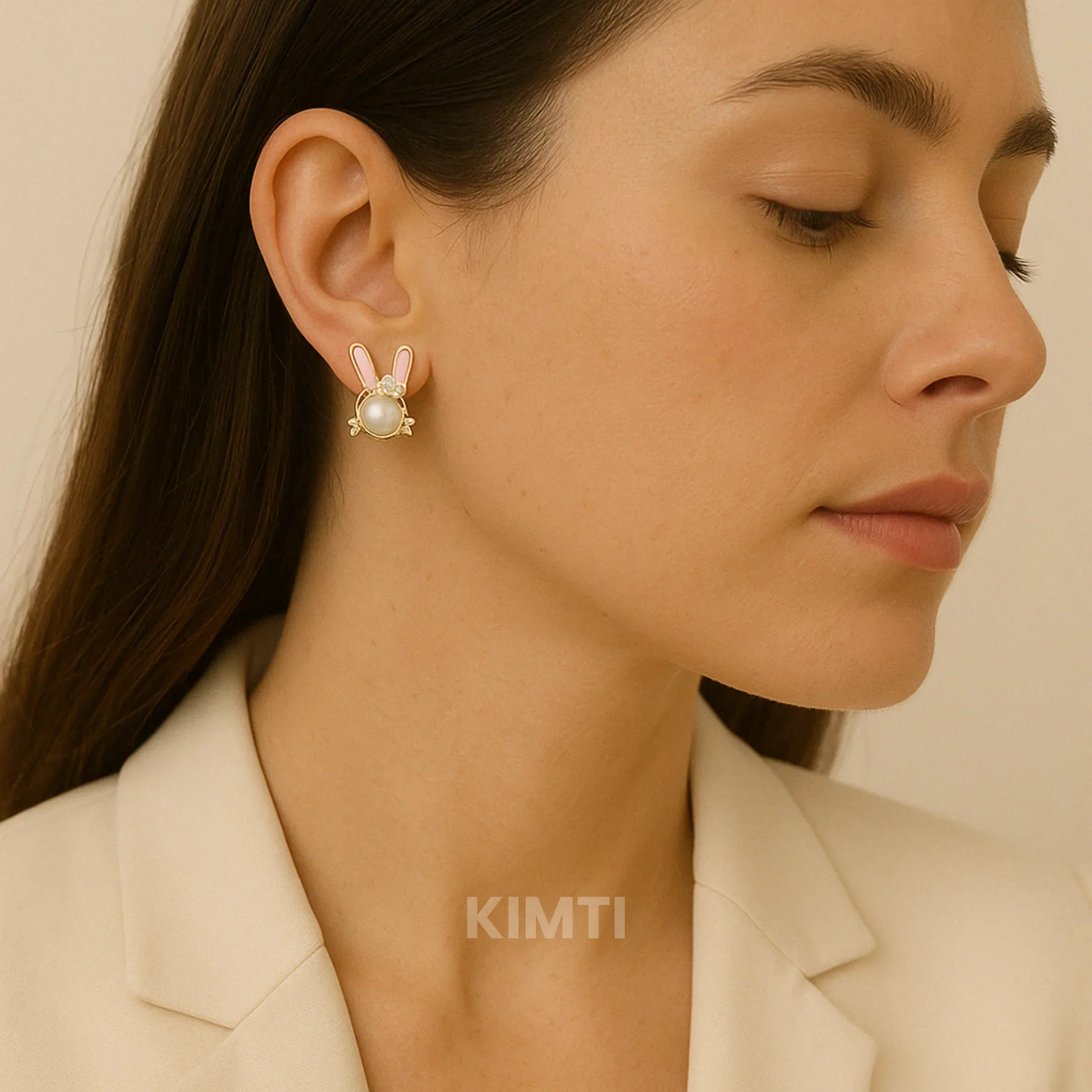 Pearl Bunny Stud Earring - Image 2