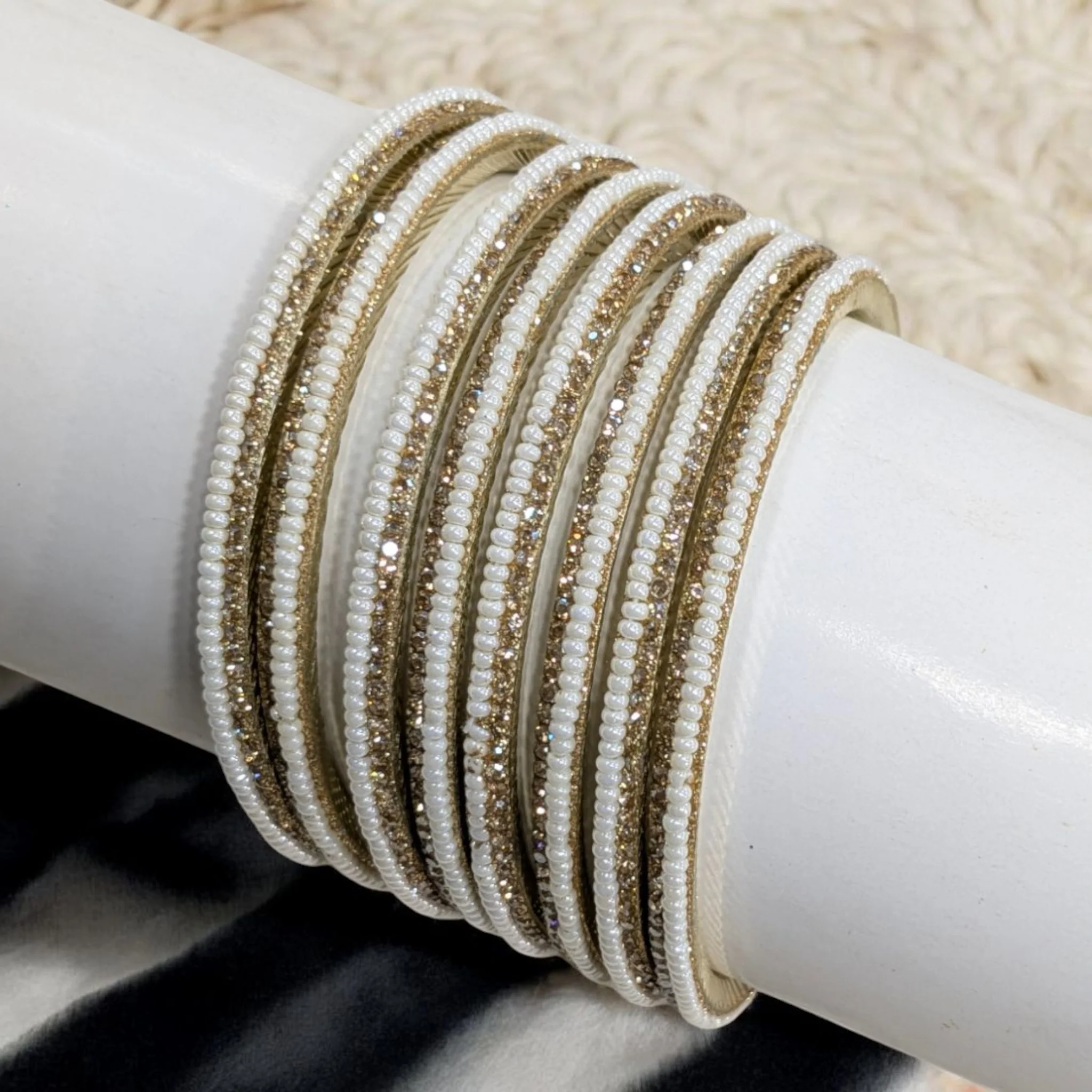 Pearl diamond bangles - Image 9