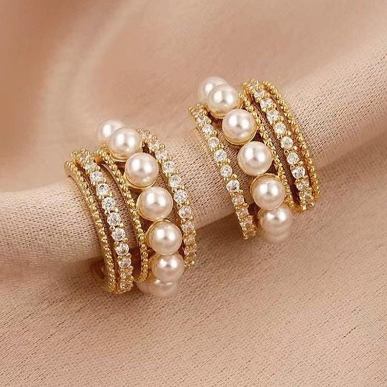 Pearl Gold Hoop - Image 3