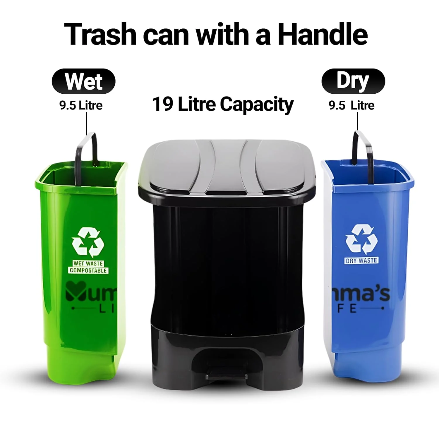 Pedal Dustbin for Wet & Dry Waste – 19L - Image 2
