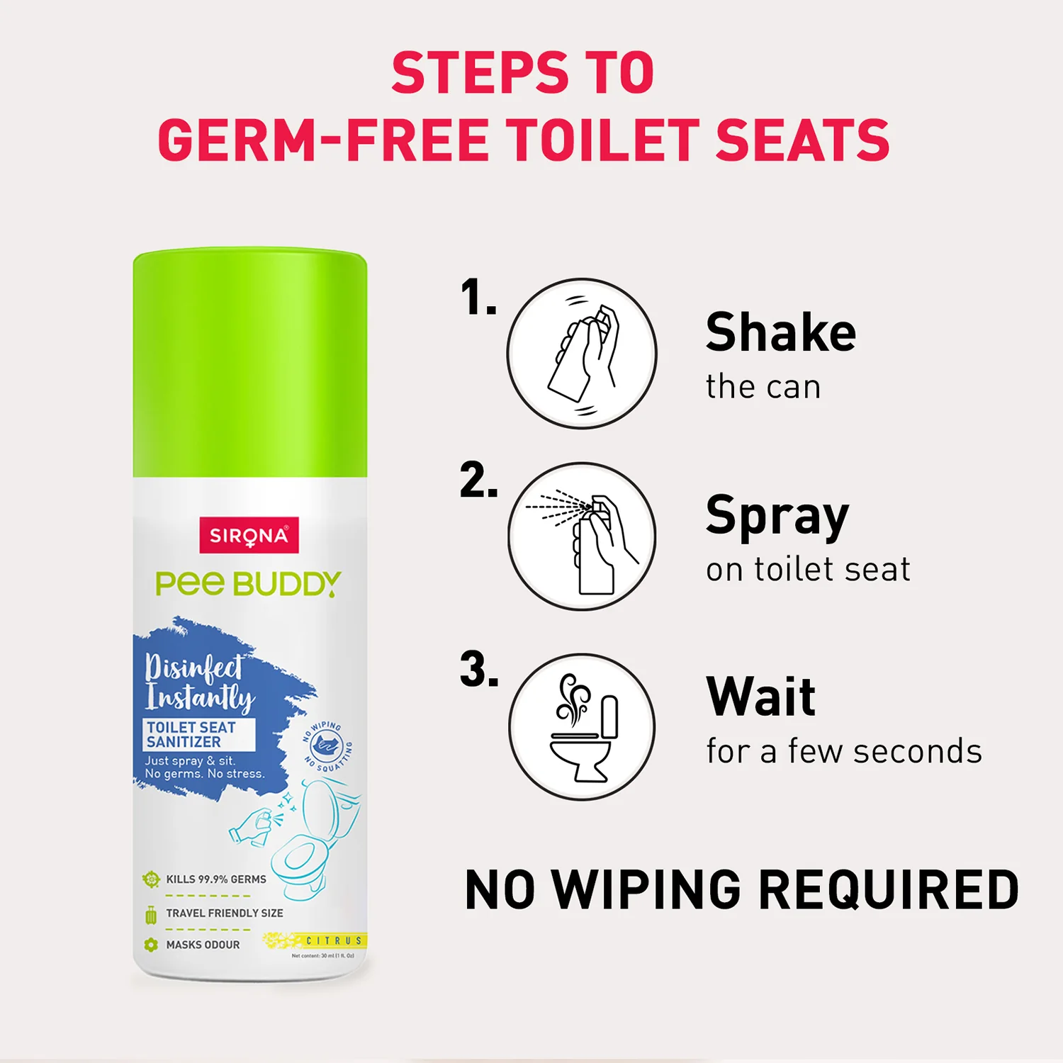 PeeBuddy Toilet Seat Sanitizer (Pack of 3) - 30 ml - Image 3
