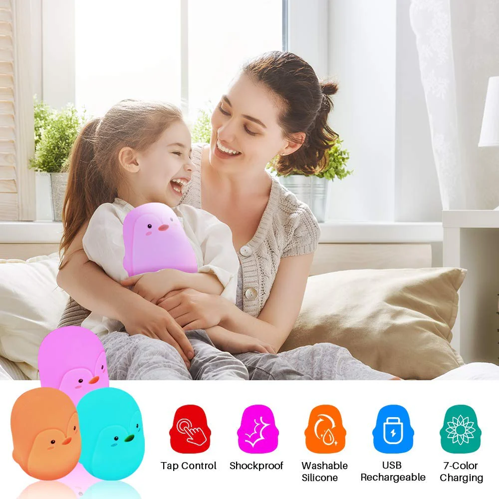 PengiGlow: Adorable Penguin Silicone Night Lamp with Rechargeable LED for Cozy Bedroom Ambience & Gifting - Image 6