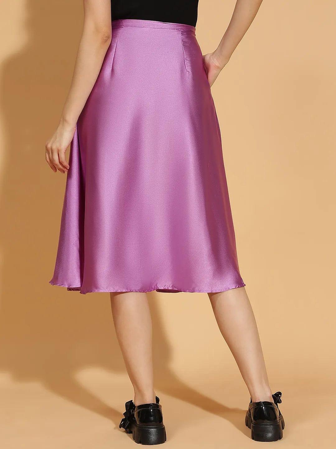 Peppy Purple Elasticated Women’s Satin Skirt - Image 5