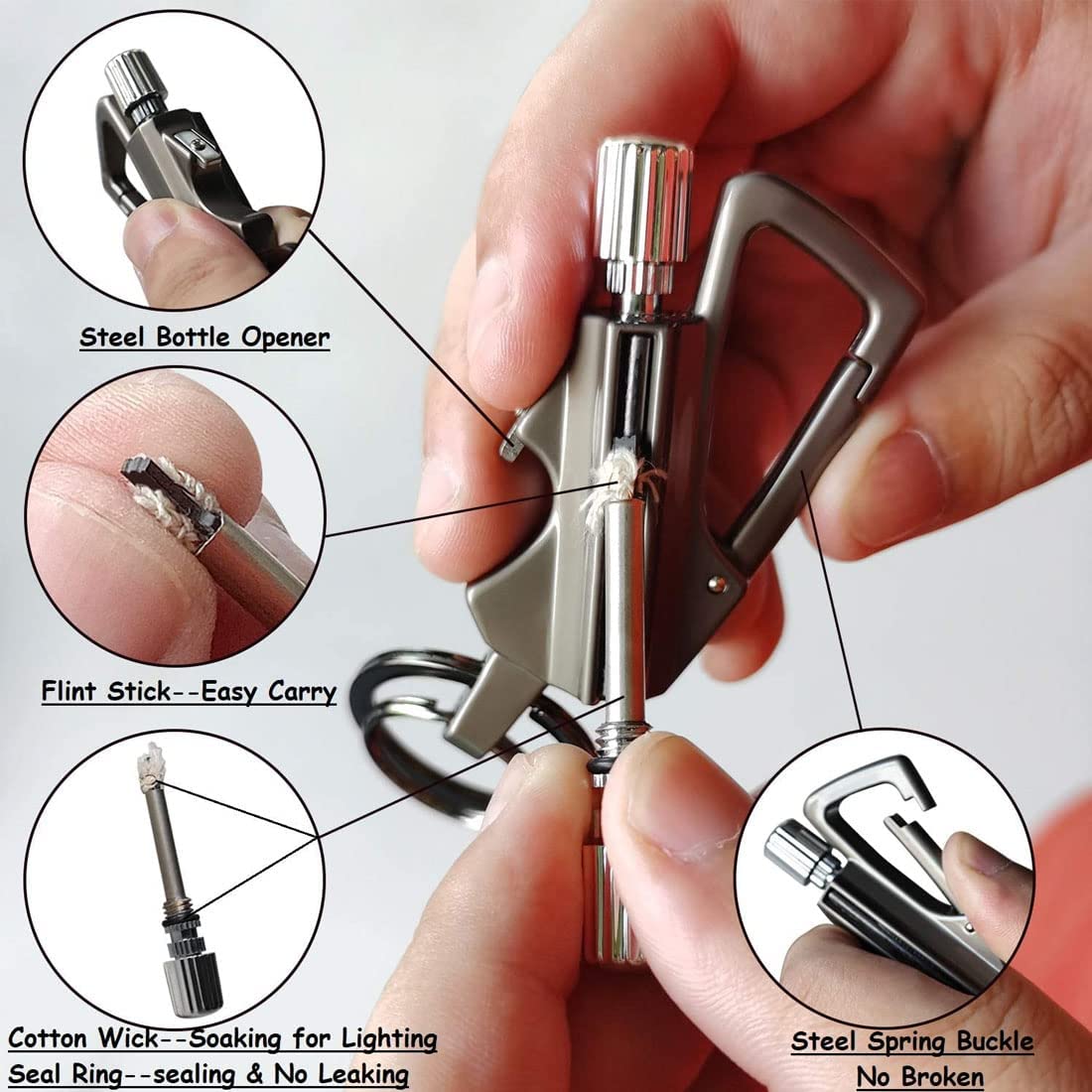 Permanent Flint Lighter Match Fire Starter Keychain Bottle Opener Camping Tool - Image 7