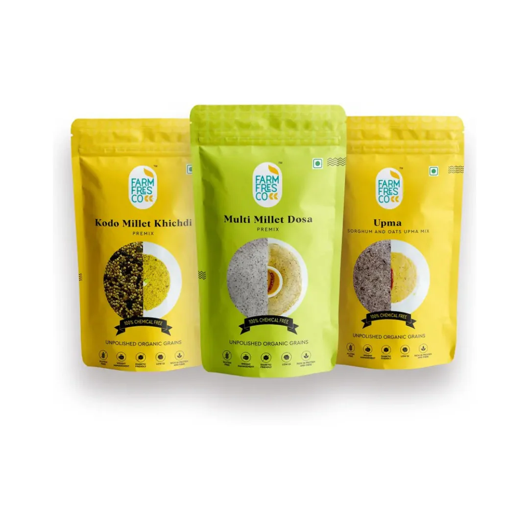 Phew Diabetics Trio! (Kodo Khichdi | Multi Millet Dosa | Sorghum & Oats Upma) 165G | Pack of 3