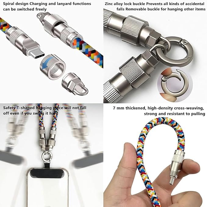 Phone Lanyard Charm With 60W Fast Charging USB C Cable - Loop - Image 8