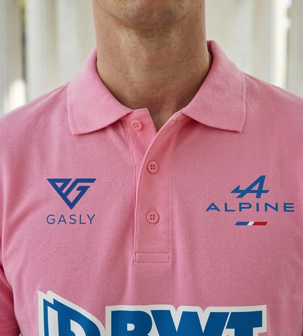 Pierre Gasly Pink Collar Tshirt - Image 4