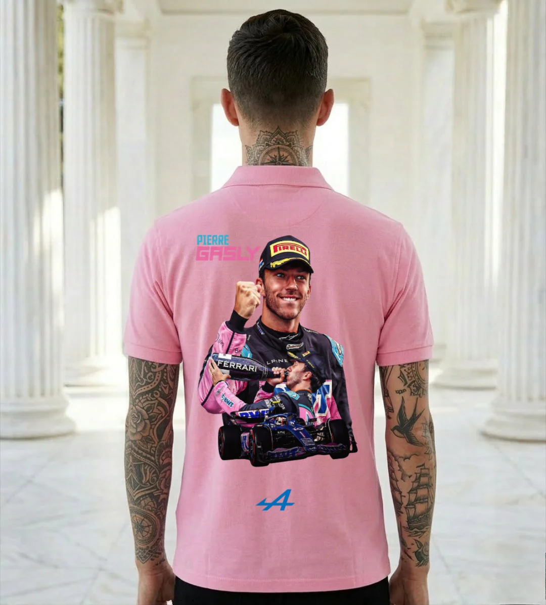 Pierre Gasly Pink Collar Tshirt - Image 5