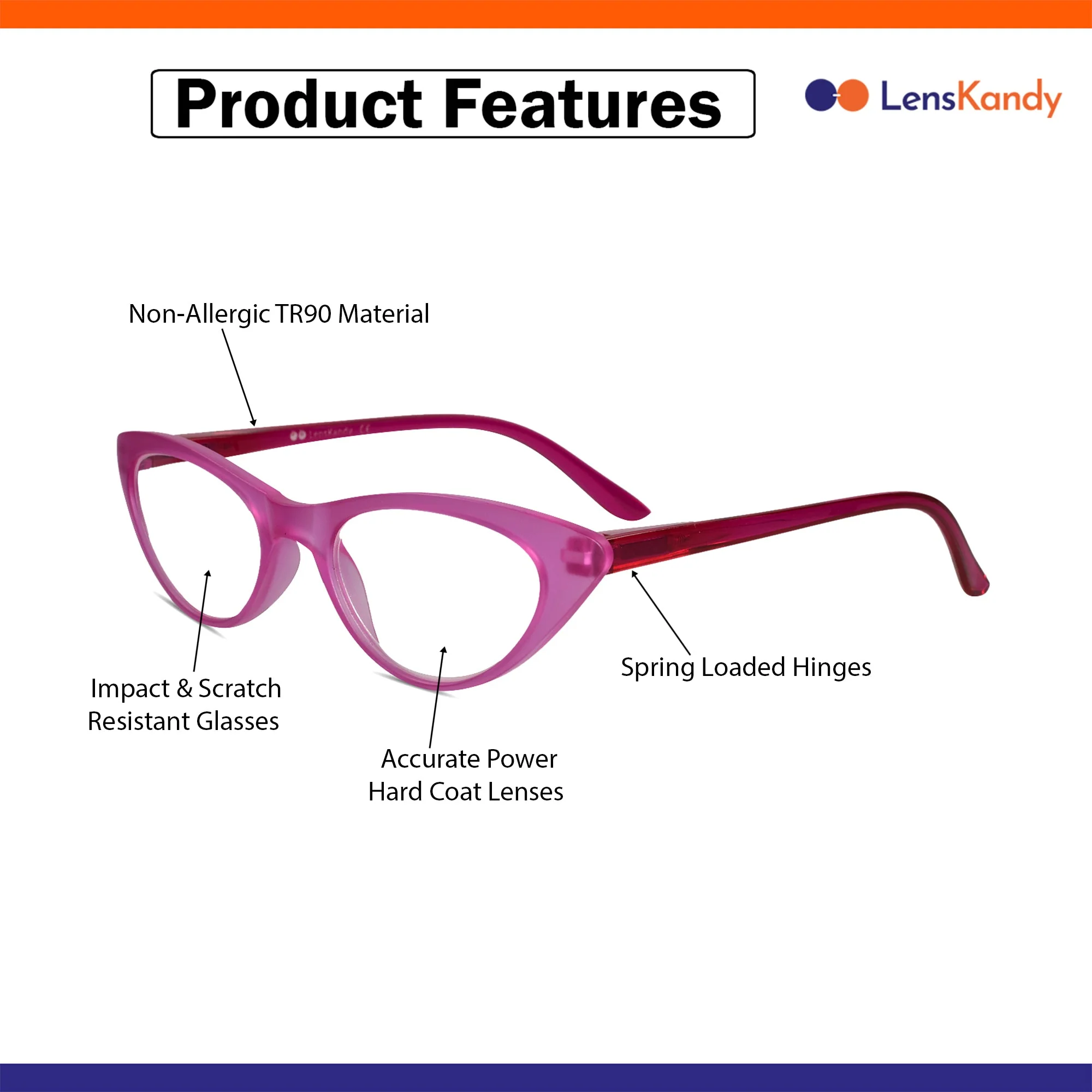 Pink Cat eye Reading Glasses For Women - Image 4