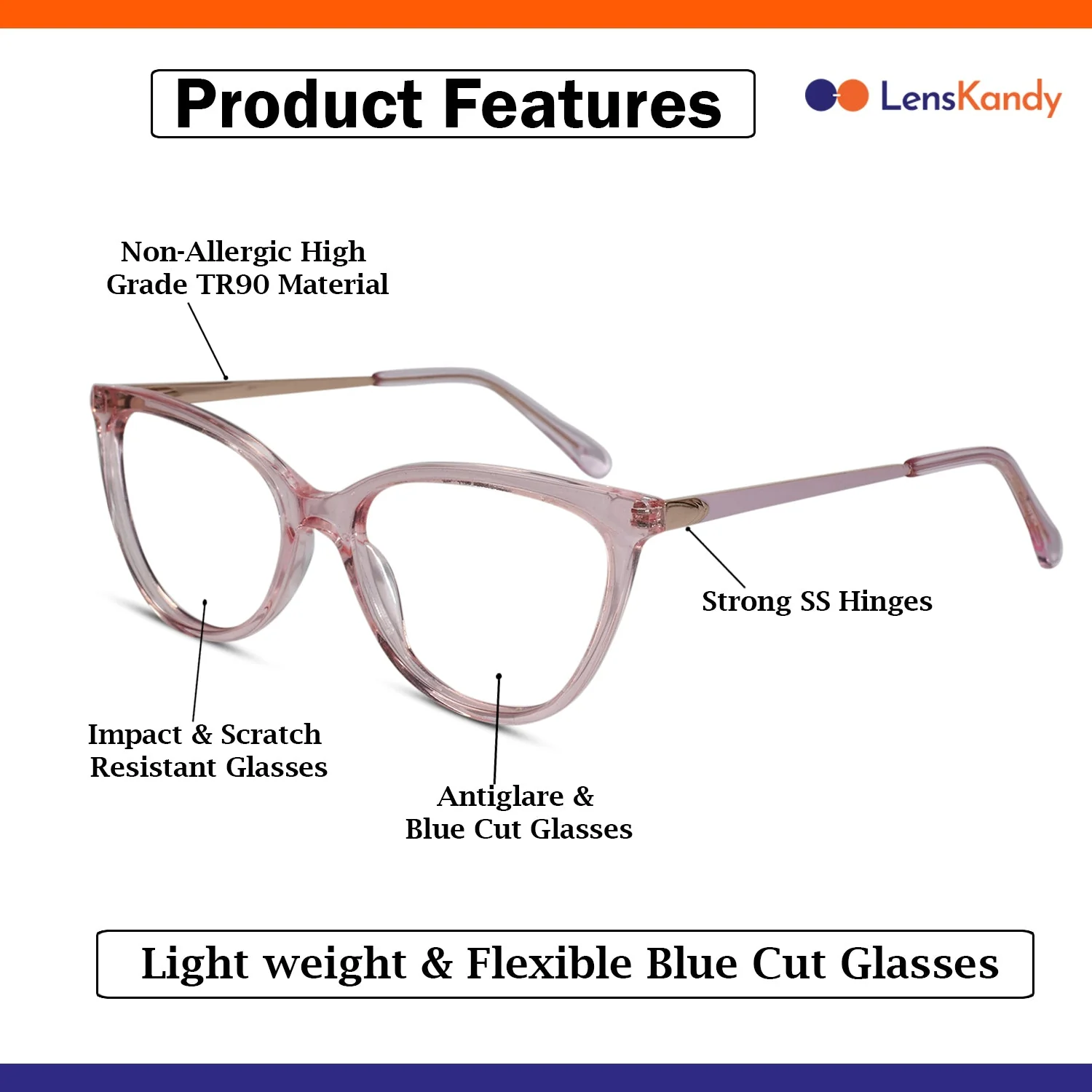 Pink Cat eye Reading Glasses For Women - Image 3