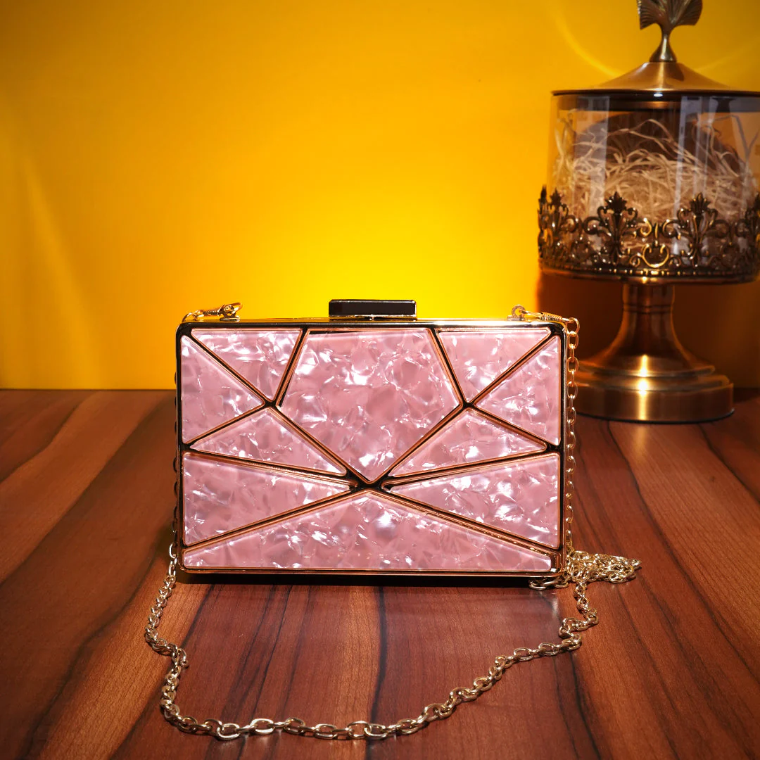Pink Crystal Metal Clutch - Image 3