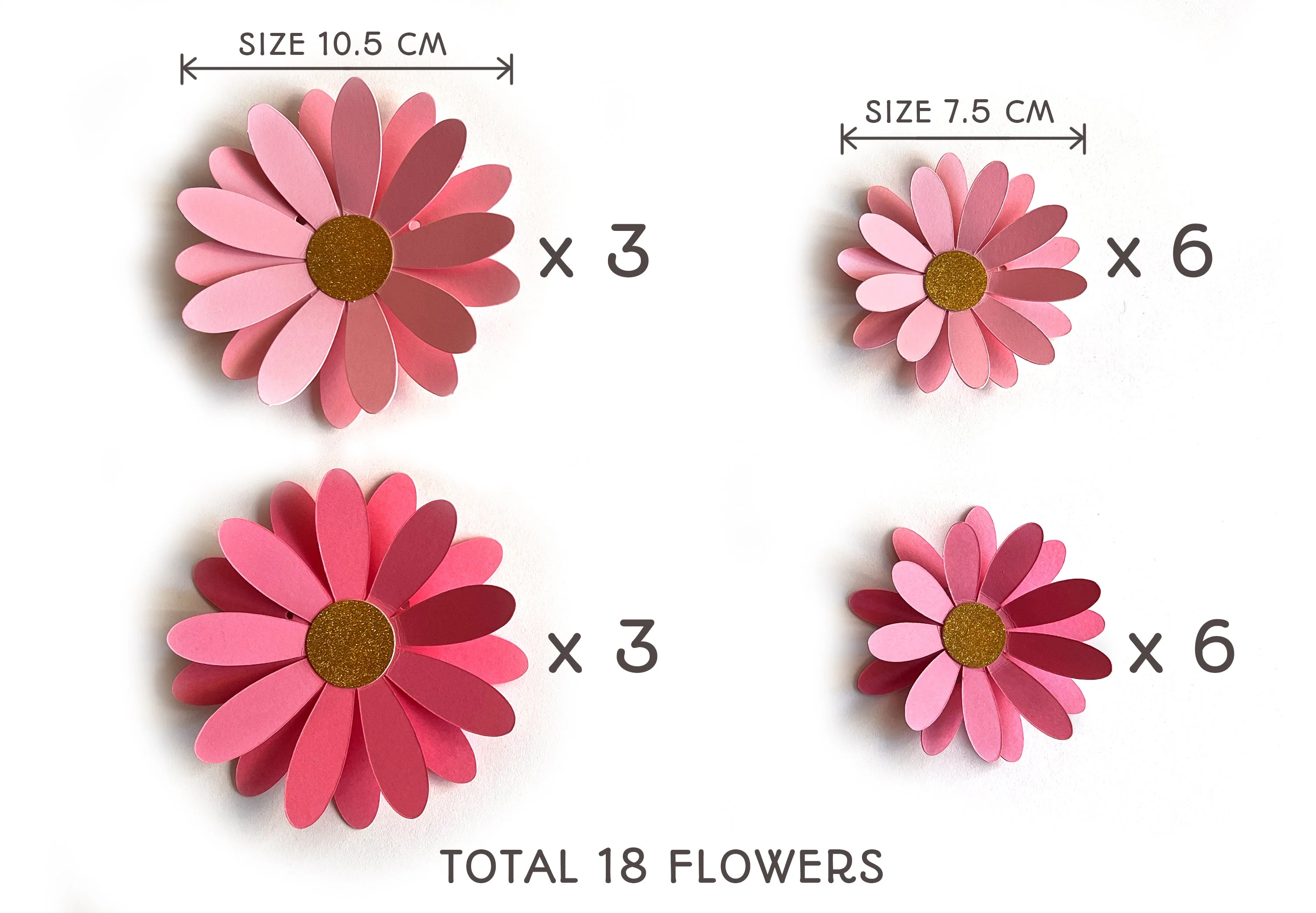 Pink Daisy Flower & Leaves Paper Bunting & Wall Decor - Image 6