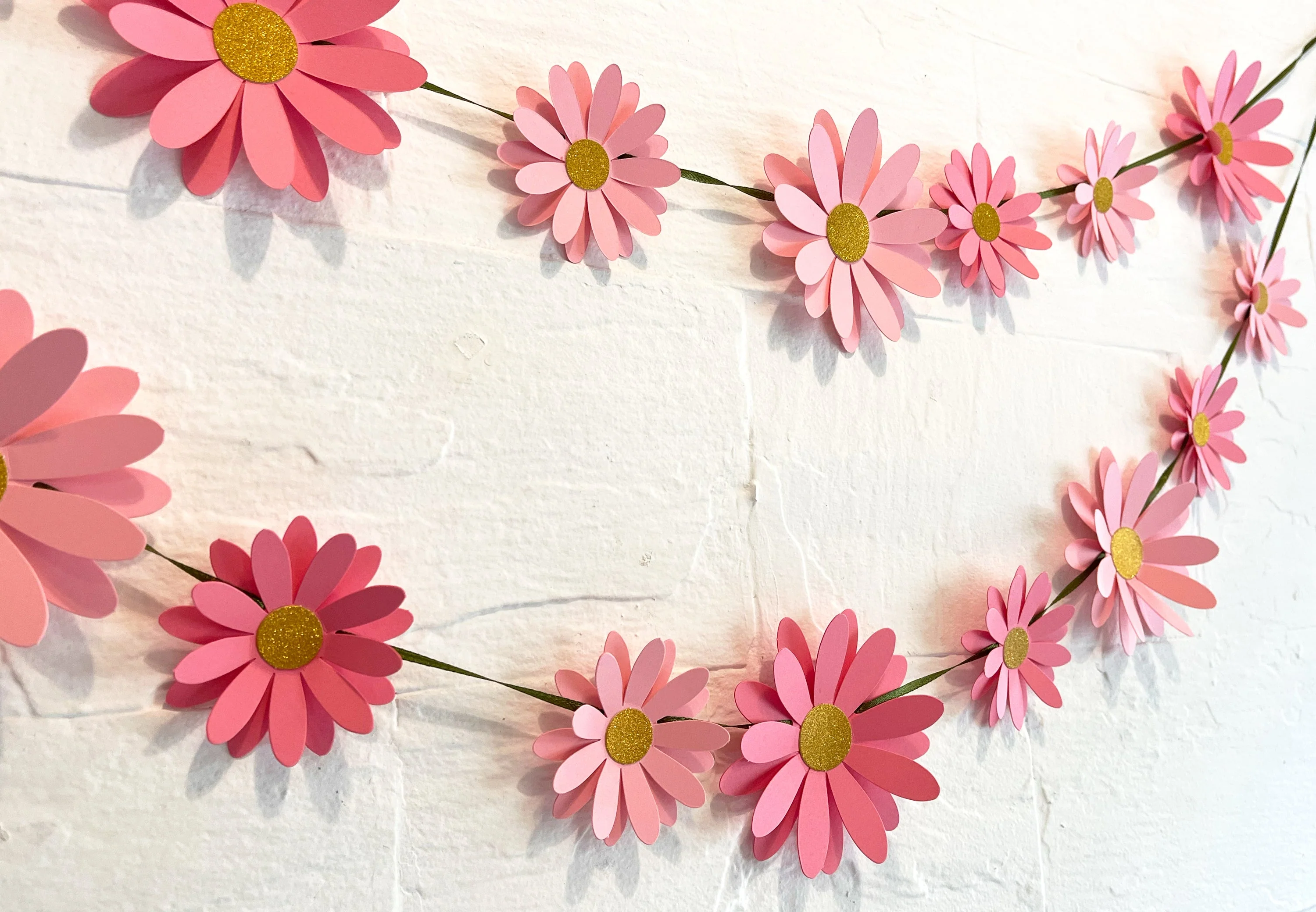 Pink Daisy Flower Paper Bunting & Wall Decor - Image 8