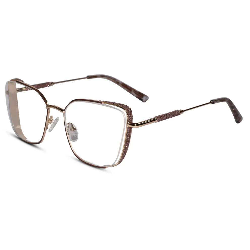 Pink Designer Rimless Cat eye Eyeglasses For Women - Image 8
