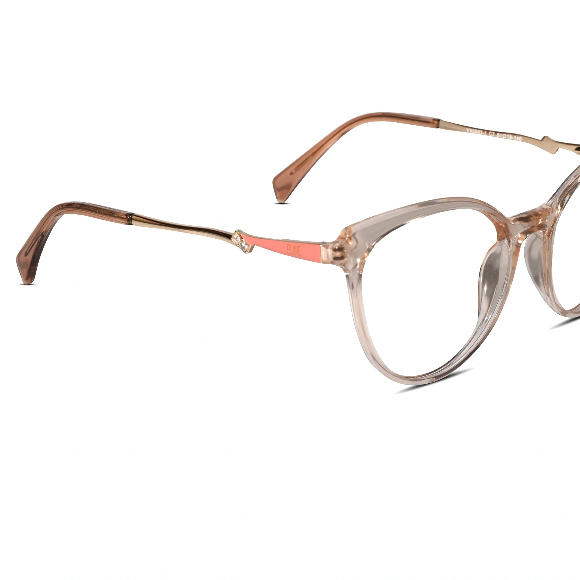 Pink Designer Rimless Cat eye Eyeglasses For Women - Image 3
