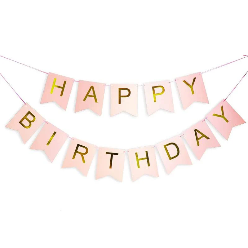 Pink Happy Birthday Banner And Black Metallic Balloons (Pack of 50) - Image 2