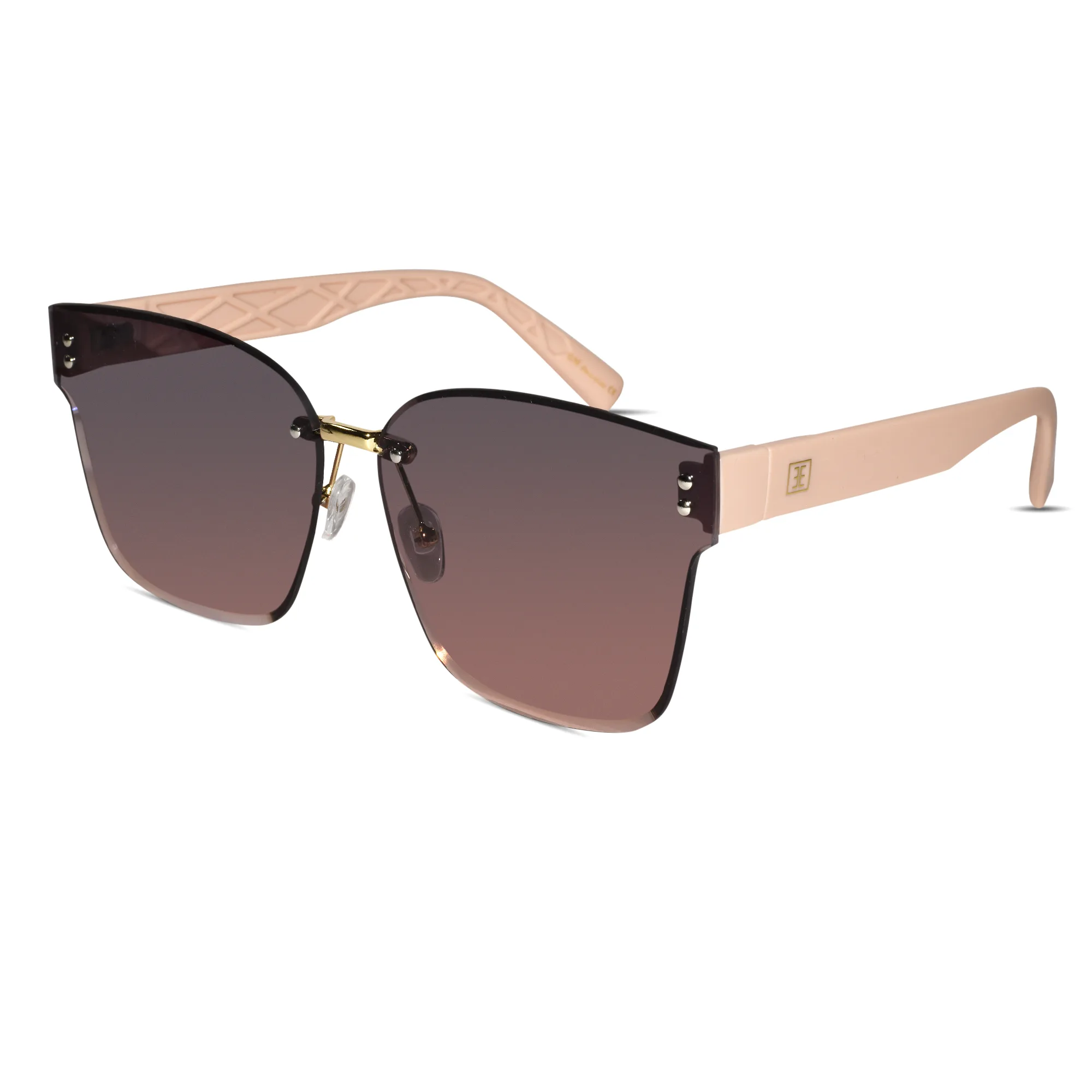 Pink Oversize Rimless Sunglasses For Women