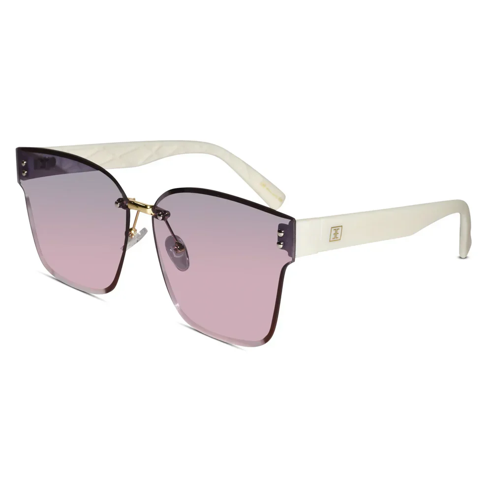 Pink Oversize Rimless Sunglasses For Women - Image 11