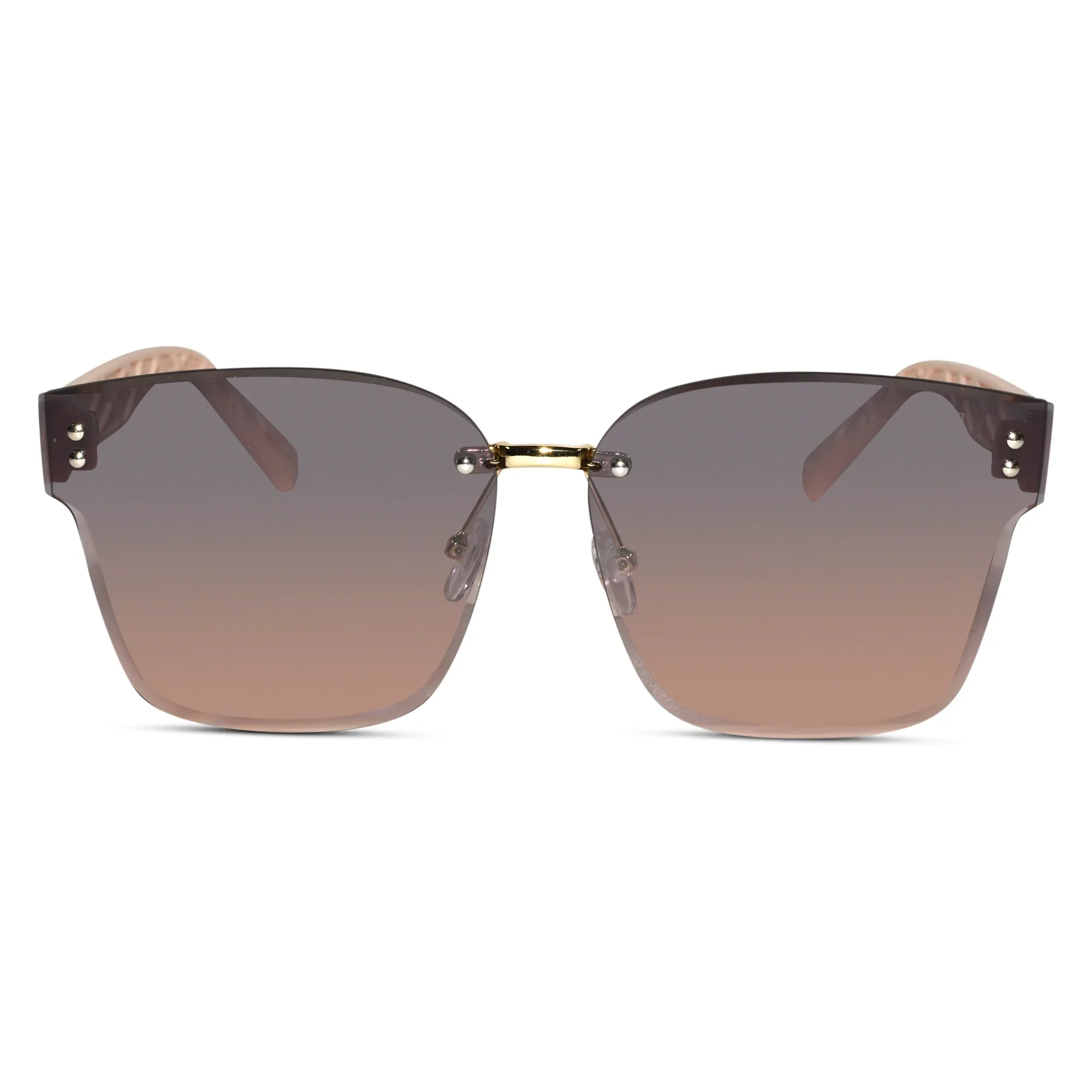Pink Oversize Rimless Sunglasses For Women - Image 2