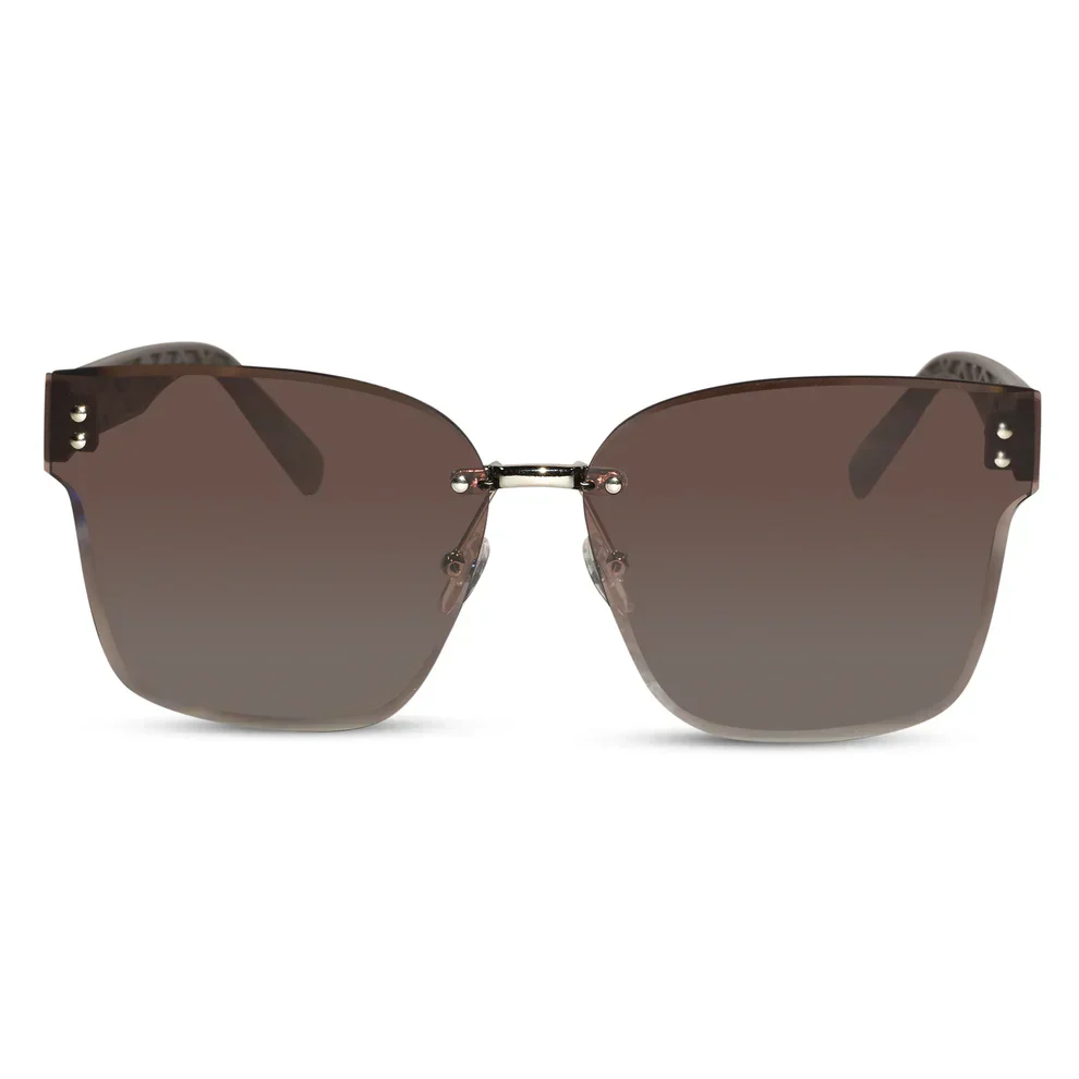 Pink Oversize Rimless Sunglasses For Women - Image 6