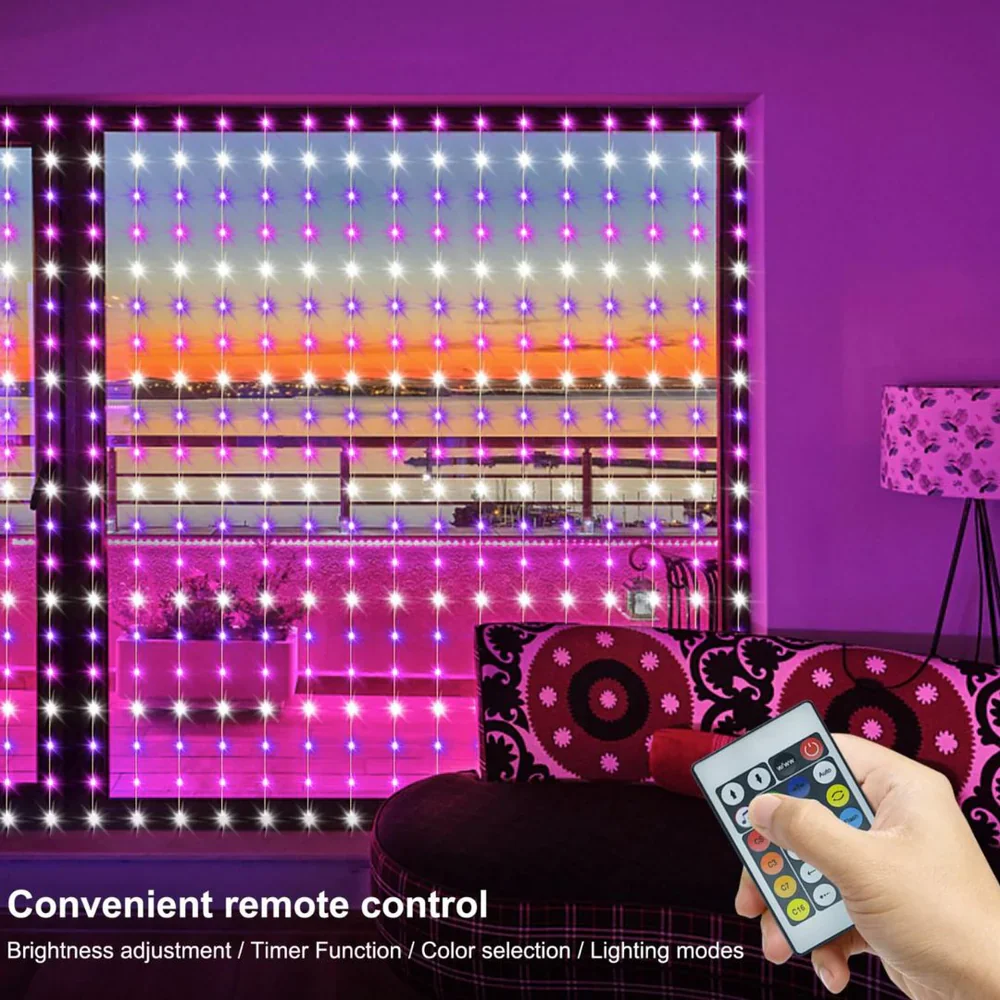 Pixelo: Smart ARGB Curtain Light with 400 LEDs, Bluetooth App Control, Music Sync & Customizable Patterns & Text - Image 2