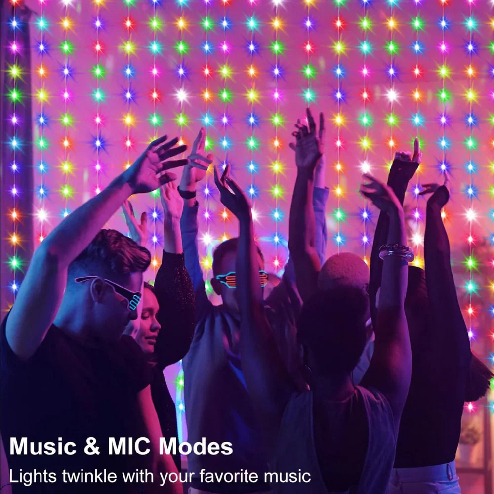 Pixelo: Smart ARGB Curtain Light with 400 LEDs, Bluetooth App Control, Music Sync & Customizable Patterns & Text - Image 3