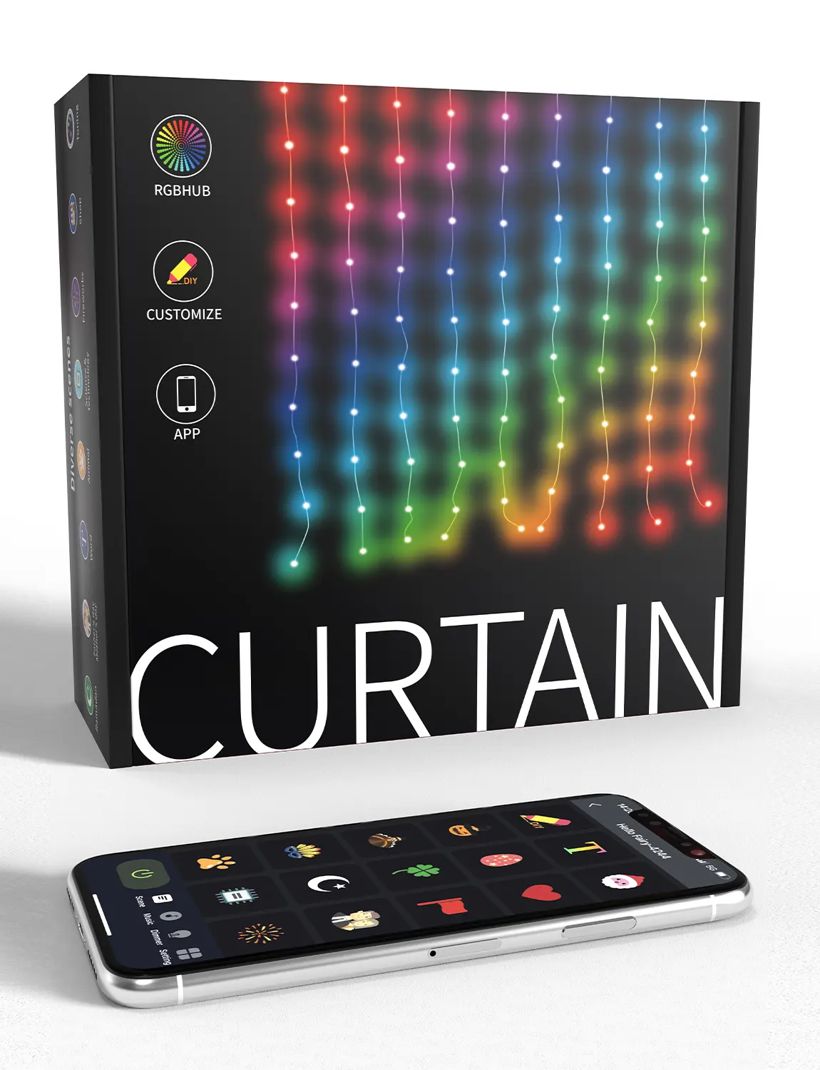 Pixelo: Smart ARGB Curtain Light with 400 LEDs, Bluetooth App Control, Music Sync & Customizable Patterns & Text - Image 5